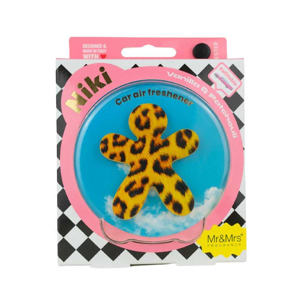 MR & MRS FRAGRANCE PROFUMATORE PER AUTO NIKI ANIMALIER MACULATO MARRONE VANILLA&PATCHOULY