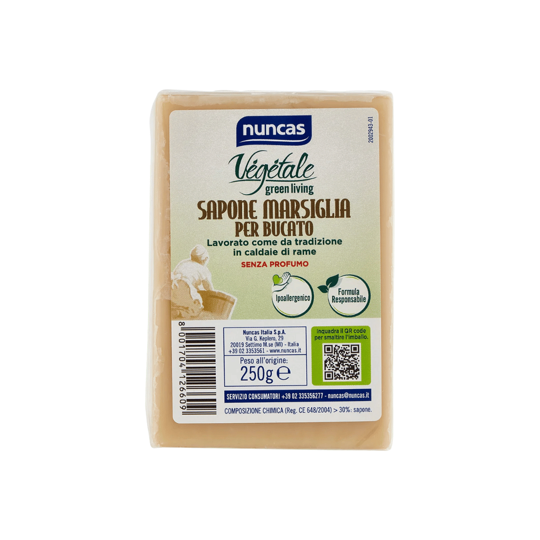 SAPONE DI MARSIGLIA VEGETALE TRADIZIONALE PER BUCATO - 250G