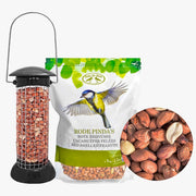 KIT PER UCCELLINI SELVATICI MANGIATOIA PER ARACHIDI E NOCI + ARACHIDI SGUSCIATE 1KG