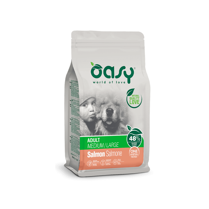 OASY SACCO CROCCHETTE CANE ADULTO AL SALMONE 12 KG