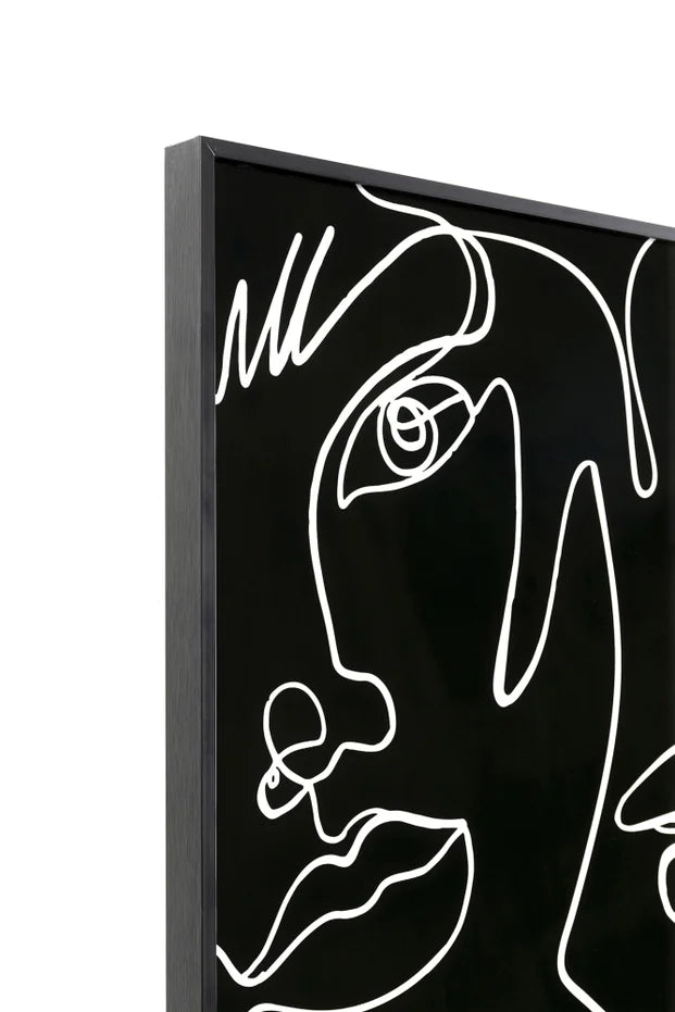 QUADRO INCORNICIATO FACCIA ARTE DRAWING 150X100CM NERO E BIANCO