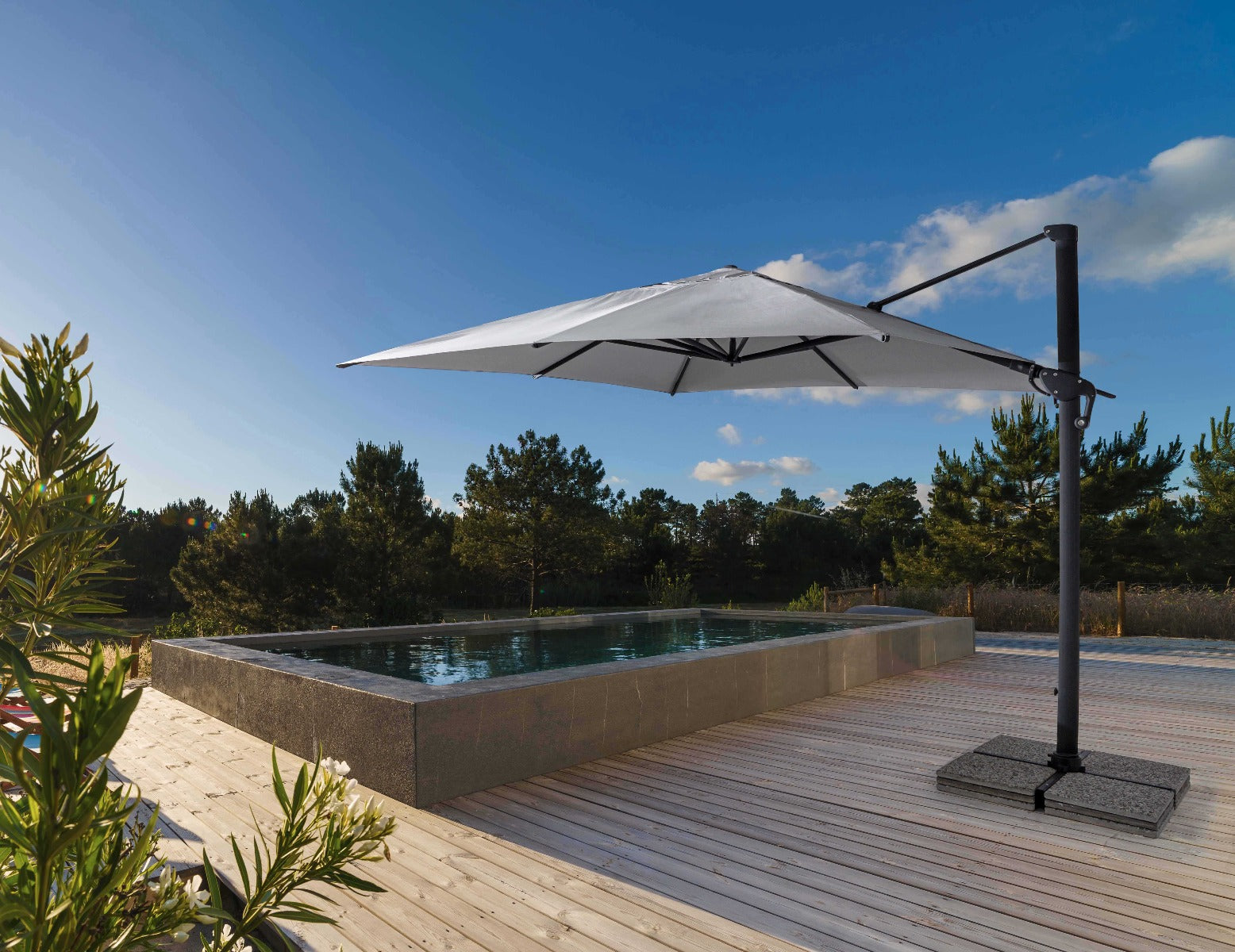 OMBRELLONE RETRATTILE/ORIENTABILE INES 3X4MT GRIGIO CHIARO