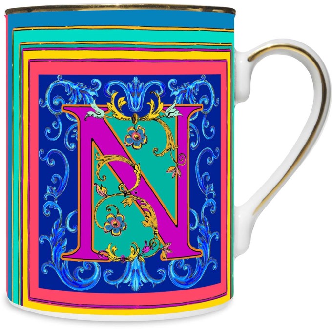 MUG IN PORCELLANA 8,5 X 10,5 CM, LETTERA N - ORTIGIA