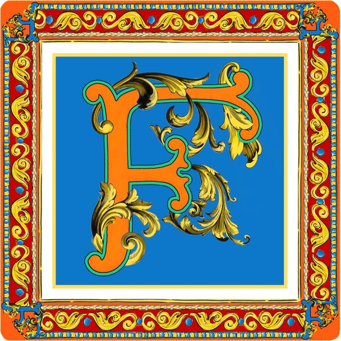 SVUOTATASCHE MINI IN PORCELLANA 15 X 15 CM - ORTIGIA LETTERA F