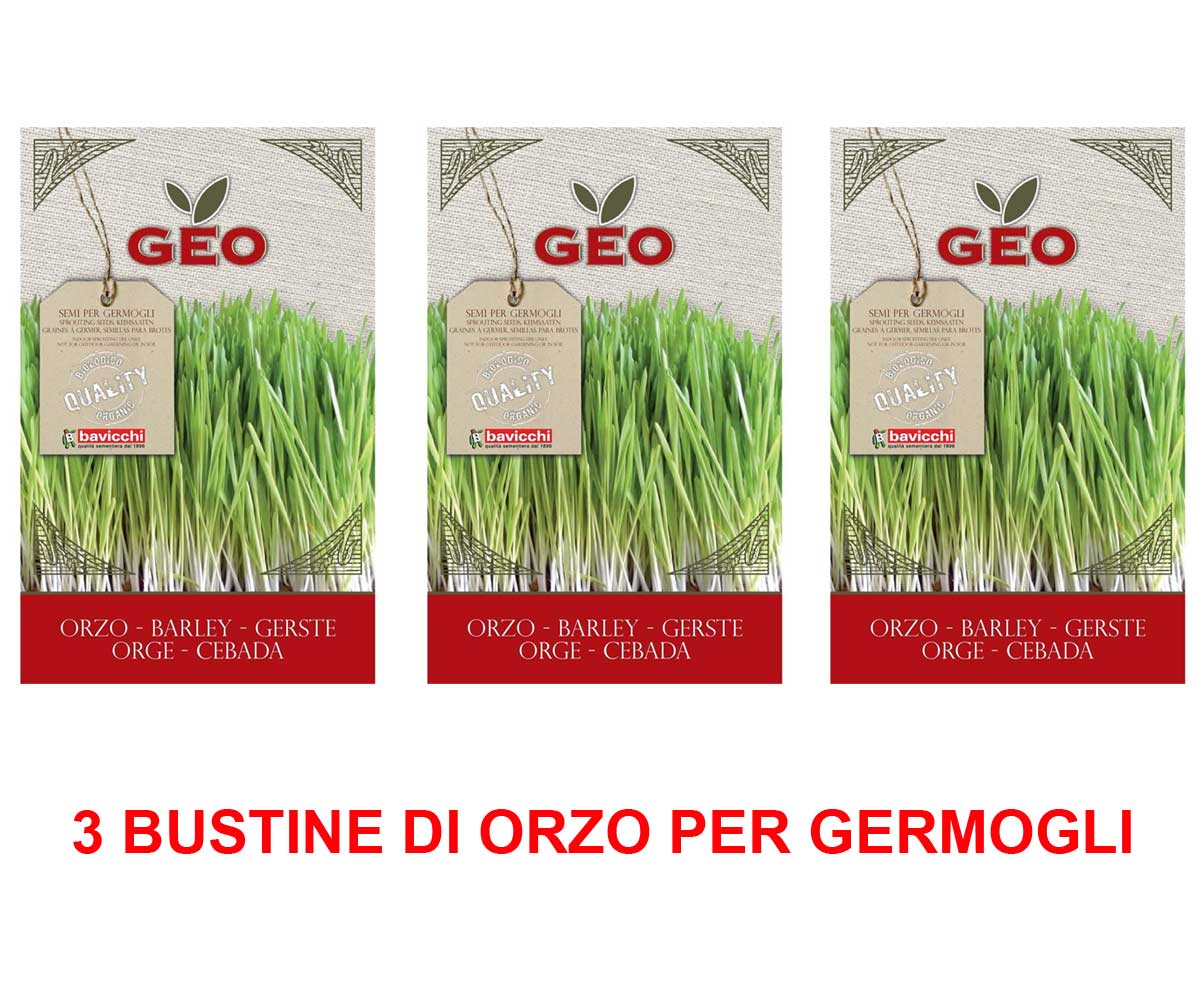 3 CONFEZIONI DI SEMI BIO DI ORZO PER GERMOGLI 80GR