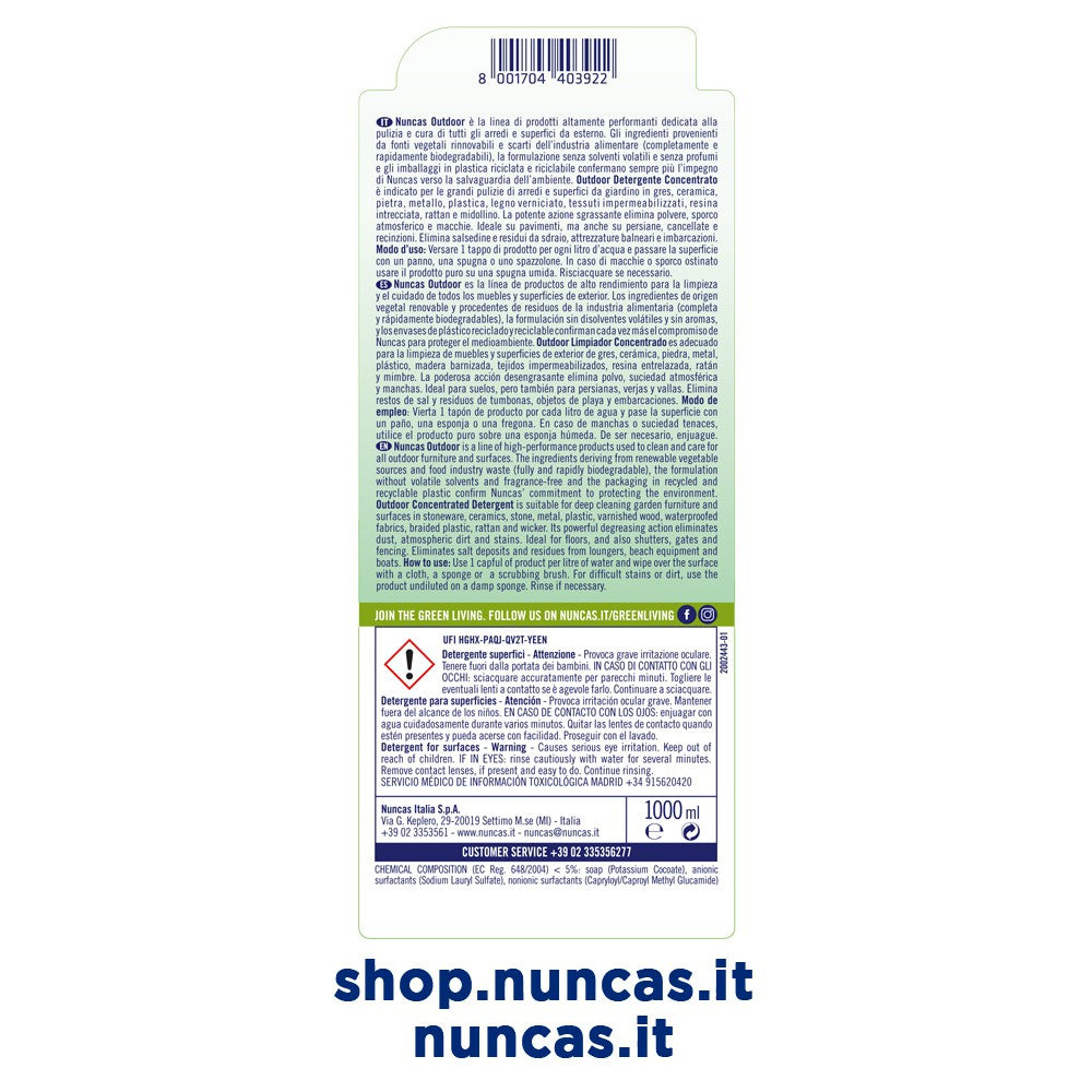 OUTDOOR DETERGENTE CONCENTRATO PER PAVIMENTI E ARREDI DA GIARDINO 1 LT