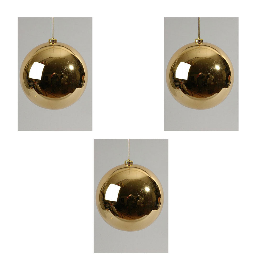 OFFERTA 3 PALLINE 14CM ORO CHIARO LUCIDO