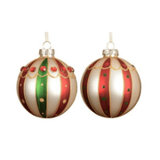 1 pallina di natale opacA con Righe Verdi/Rosse/Bianche 8cm Assortita