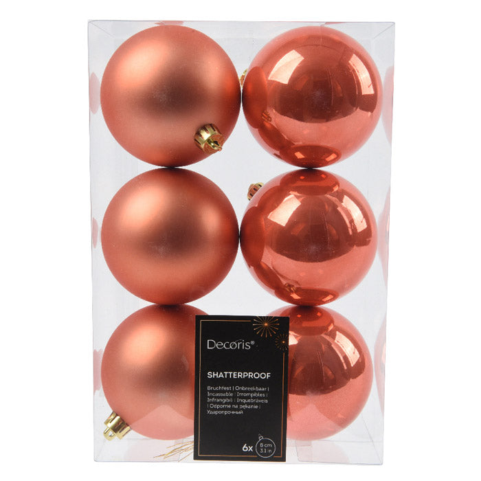 PALLINA DI NATALE INFRANGIBILE, Ø8CM, CONFEZIONE 6 PEZZI, BRONZO