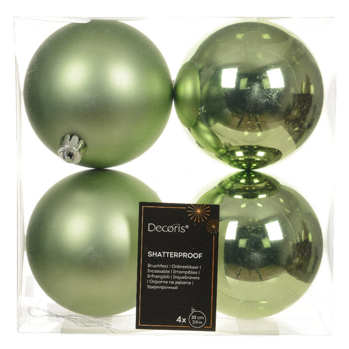PALLINA DI NATALE INFRANGIBILE, Ø10CM, CONFEZIONE 4 PEZZI, VERDE