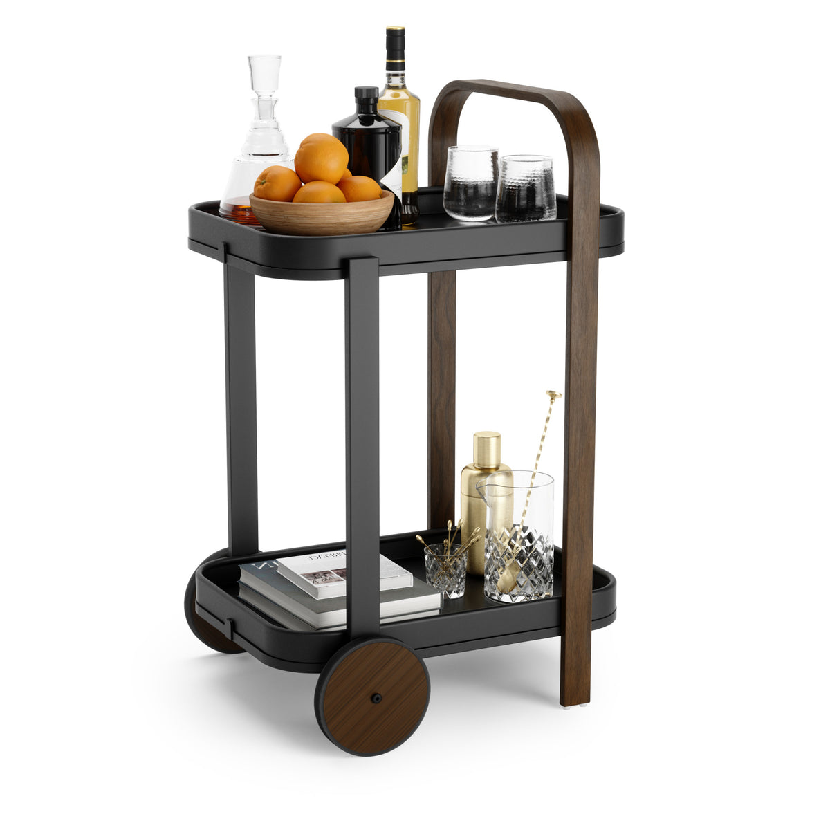 Carrello bar e portaoggetti 53x44x80cm Nero-noce UMBRA
