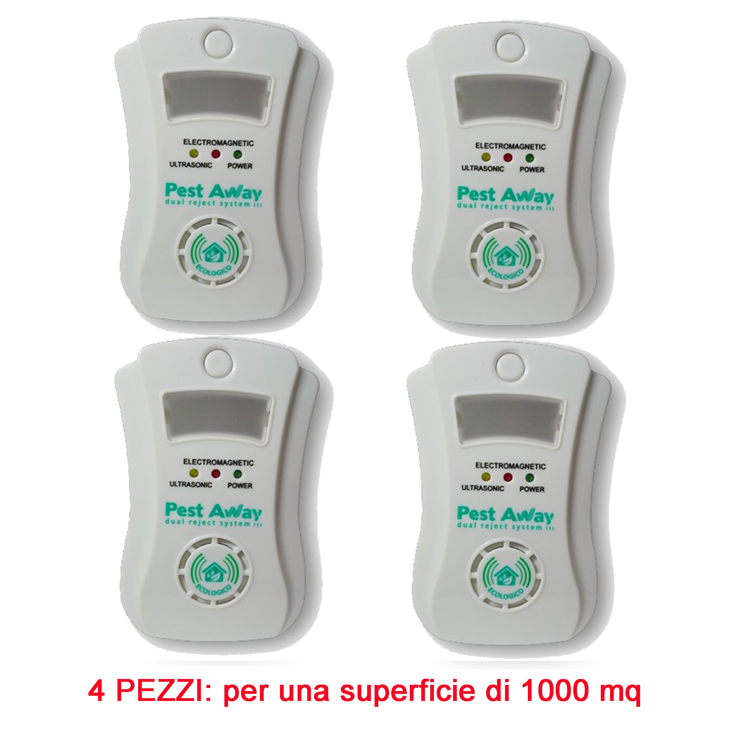 4 PEST AWAY L'ORIGINALE ANTIZANZARE ANTI INSETTI E RODITORI 1000 MQ