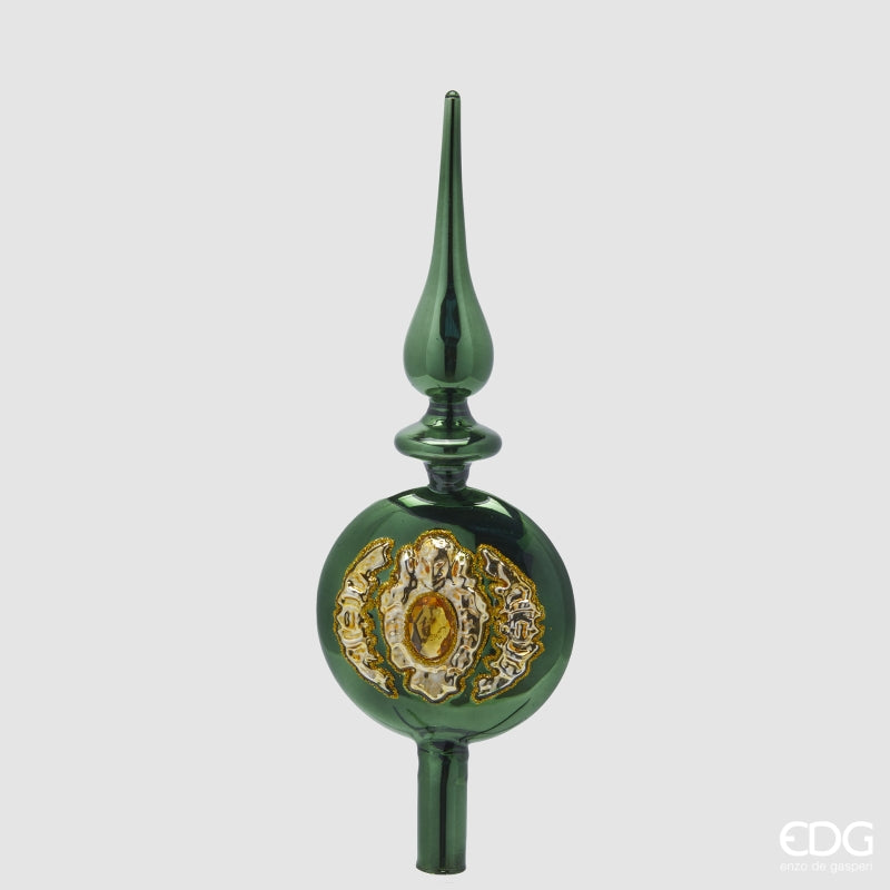 PUNTALE IN VETRO CON GEMME, H31XØ10CM, VERDE