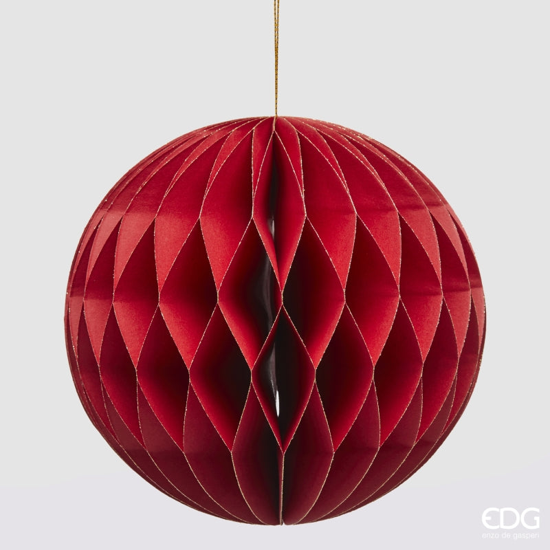 PALLINA DI NATALE ORIGAMI, Ø15CM, ROSSO