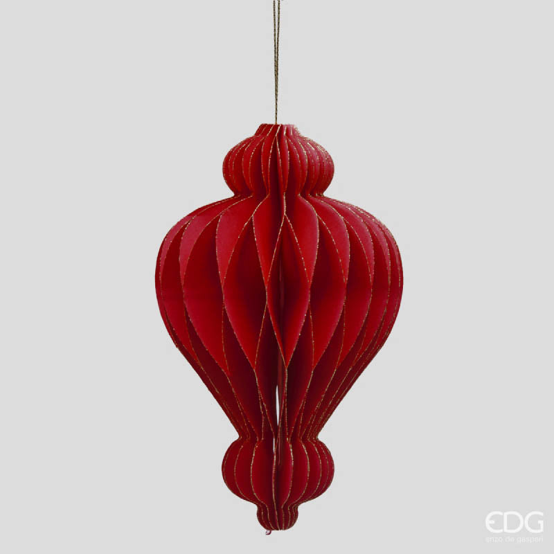 PALLINA DI NATALE ORIGAMI MONGOLFIERA, H15XØ9,5CM, ROSSO