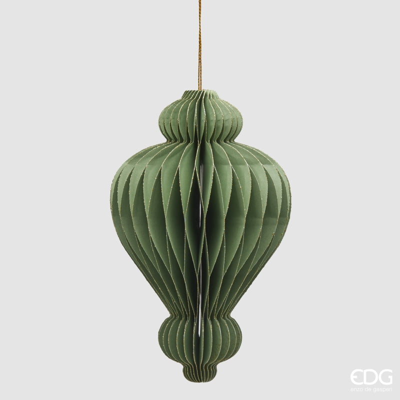 PALLINA DI NATALE ORIGAMI MONGOLFIERA, H15XØ9,5CM, VERDE