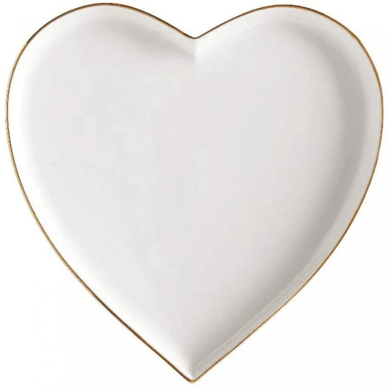 PIATTO A FORMA DI CUORE 22 CM BIANCO/ORO