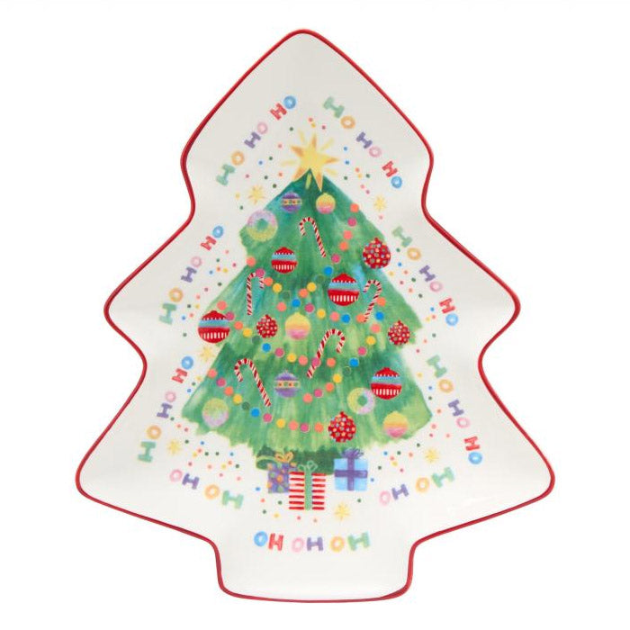 JOLLY JOY PIATTO A FORMA DI ALBERO DI NATALE IN CERAMICA, 25CM