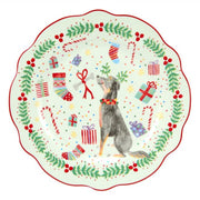 JOLLY JOY PIATTO CON CANE NATALIZIO IN CERAMICA, 20CM