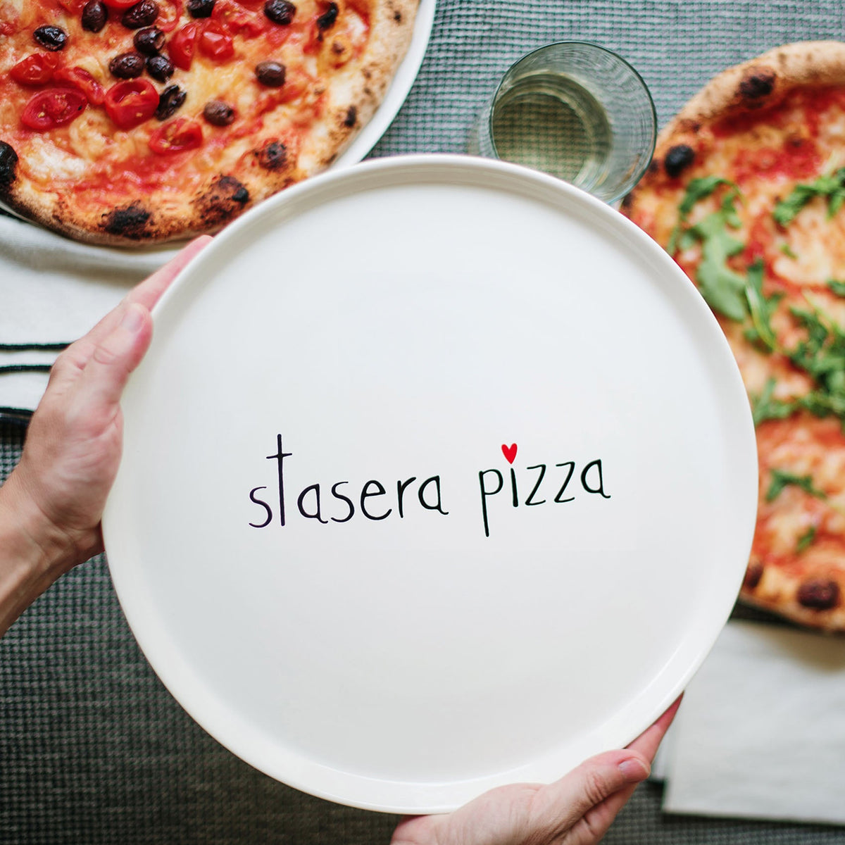 Piatto pizza Stasera pizza D 31,5 cm Bianco con decoro Simple Day
