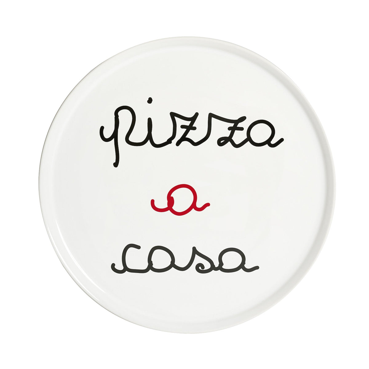 Piatto pizza Pizza A Casa 31,5 cm Bianco con Scritta Nera e Rossa Simple Day