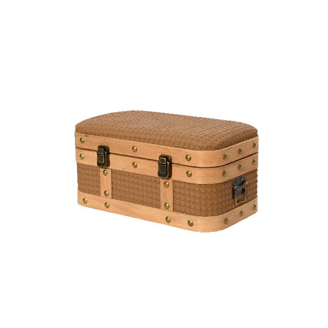 BAULE RETTANGOLARE CON CHIUSURE LEGNO BRANDY - PICCOLO