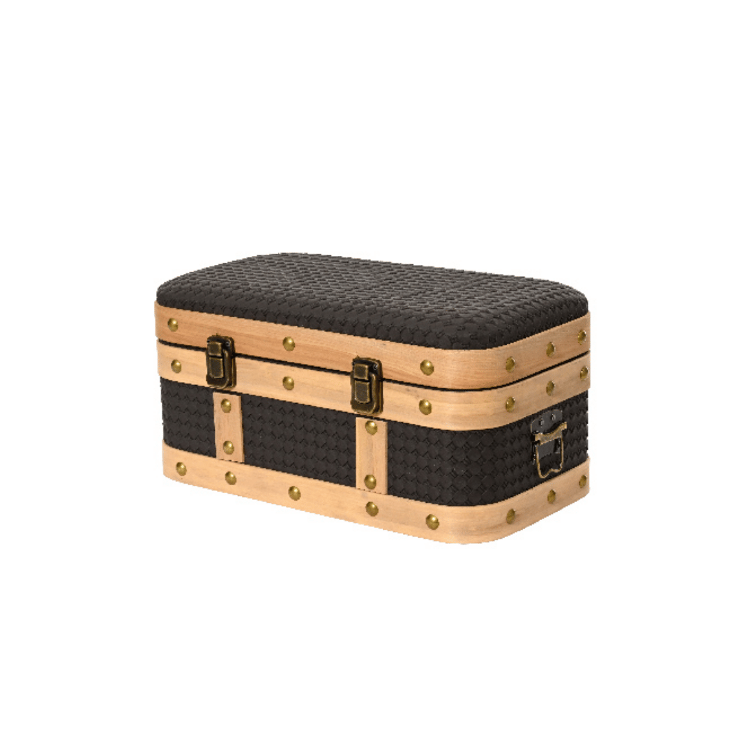 BAULE RETTANGOLARE CON CHIUSURE LEGNO MARRONE SCURO - PICCOLO