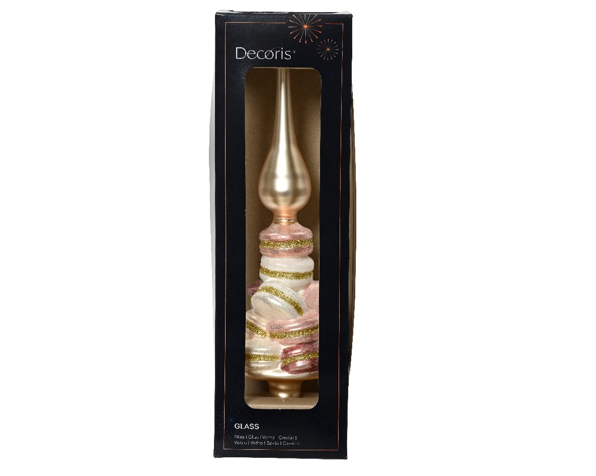 PUNTALE NATALIZIO 30CM CON MACARONS ROSA
