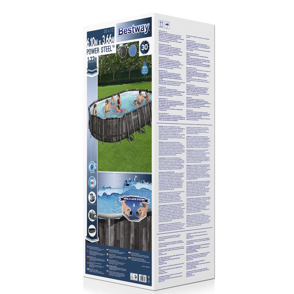 PISCINA OVALE POWER STEEL 610X366X122CM CON POMPA FILTRO SCALETTA E TELO COPERTURA