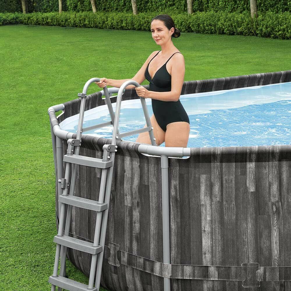 PISCINA OVALE POWER STEEL 610X366X122CM CON POMPA FILTRO SCALETTA E TELO COPERTURA