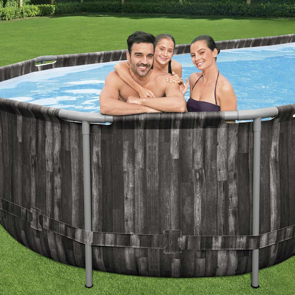 PISCINA RETTANGOLARE POWER STEEL 732X366X122 CON POMPA FILTRO SCALETTA E TELO COPERTURA