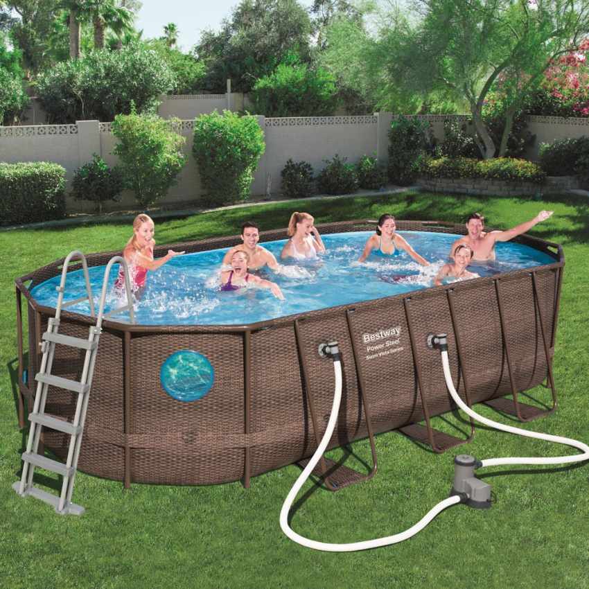 PISCINA OVALE SWIM VISTA 549X274X122CM CON POMPA FILTRO SCALETTA E TELO COPERTURA