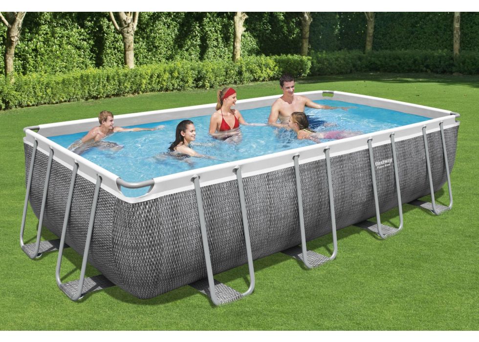PISCINA RETTANGOLARE POWER STEEL 549X274X122CM CON POMPA FILTRO SCALETTA E TELO COPERTURA