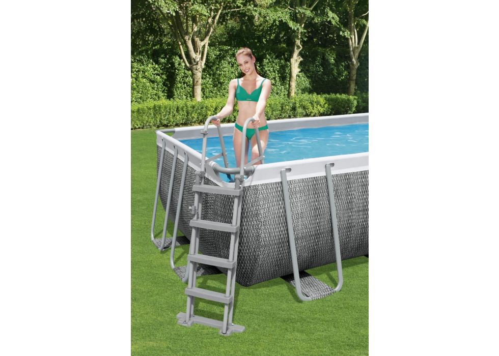 PISCINA RETTANGOLARE POWER STEEL 549X274X122CM CON POMPA FILTRO SCALETTA E TELO COPERTURA