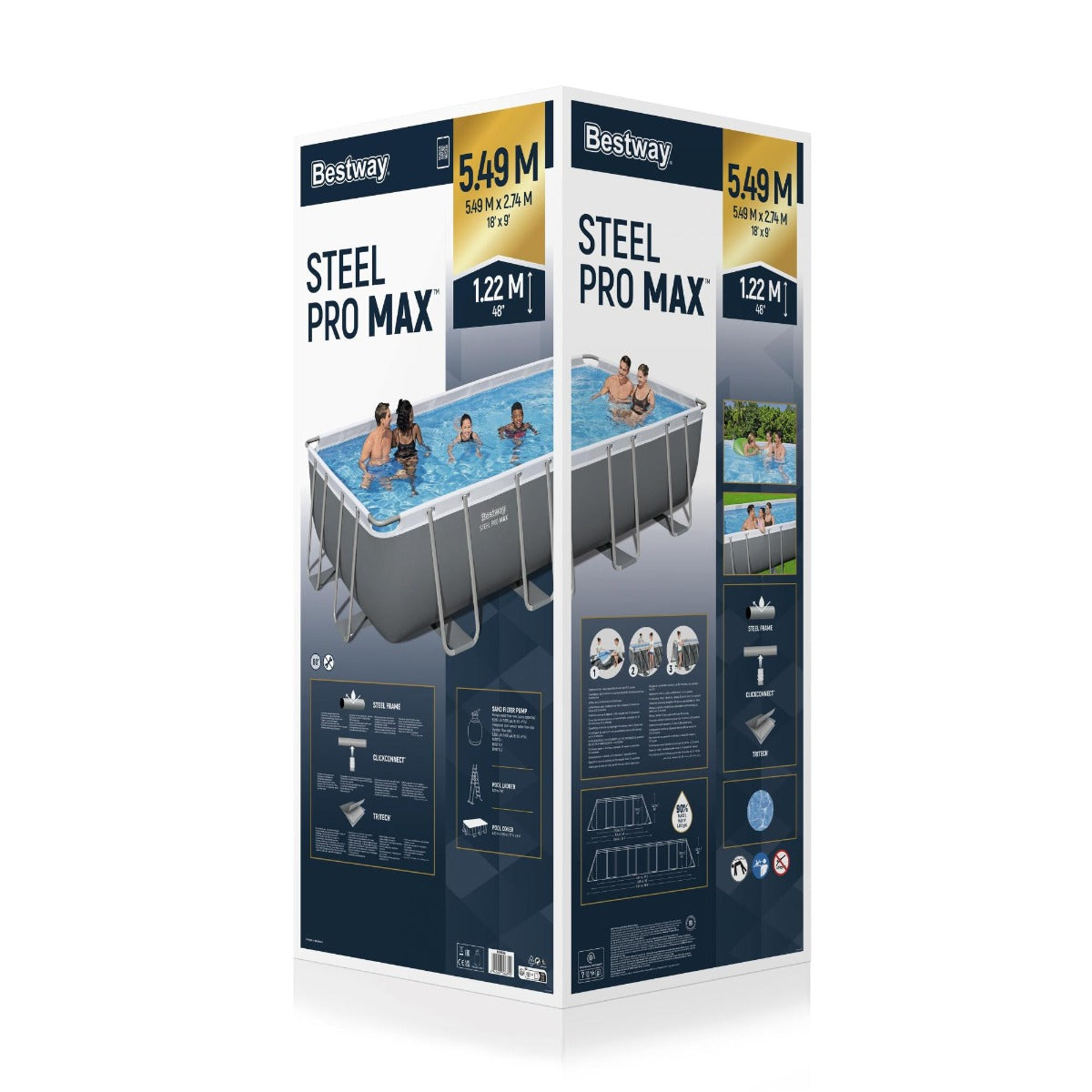 PISCINA RETTANGOLARE 549X274X122CM CON FILTRO A SABBIA, SCALETTA, COPERTURA