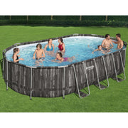 PISCINA OVALE POWER STEEL 610X366X122CM CON POMPA FILTRO SCALETTA E TELO COPERTURA
