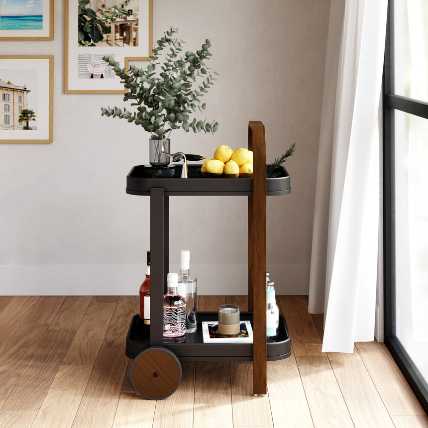 Carrello bar e portaoggetti 53x44x80cm Nero-noce UMBRA