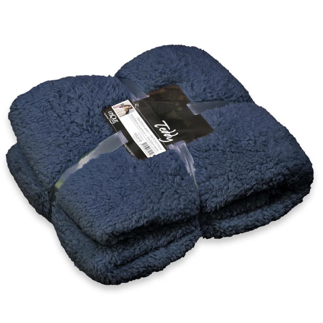 COPERTA PLAID TEDDY 150X200CM BLU SCURO