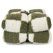 COPERTA PLAID A SCACCHI 150X200CM, BIANCO E VERDE