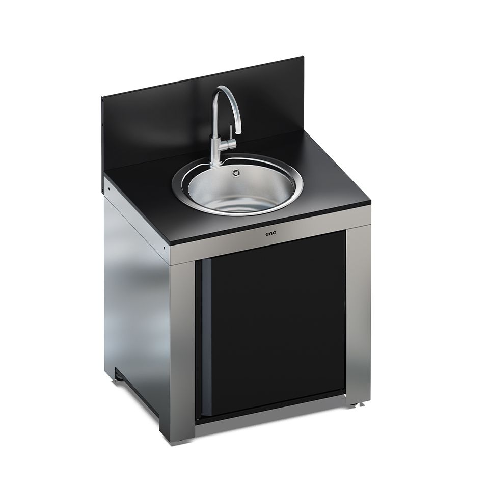 ENO Modulo lavello cucina outdoor 115x80x62 cm nero e acciaio inox