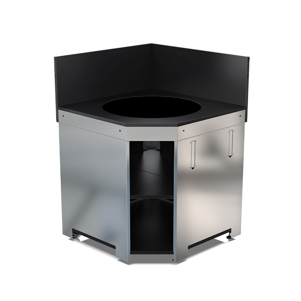 ENO Modulo angolare per Kamado cucina outdoor 115x82x82 cm nero e acciaio inox