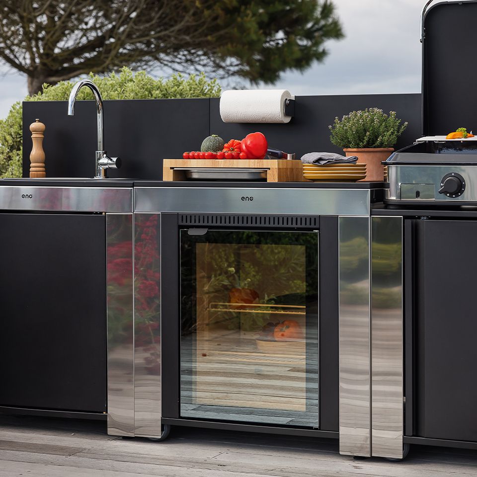 ENO Modulo frigorifero cucina outdoor 75L 115x80x62 cm nero e acciaio inox