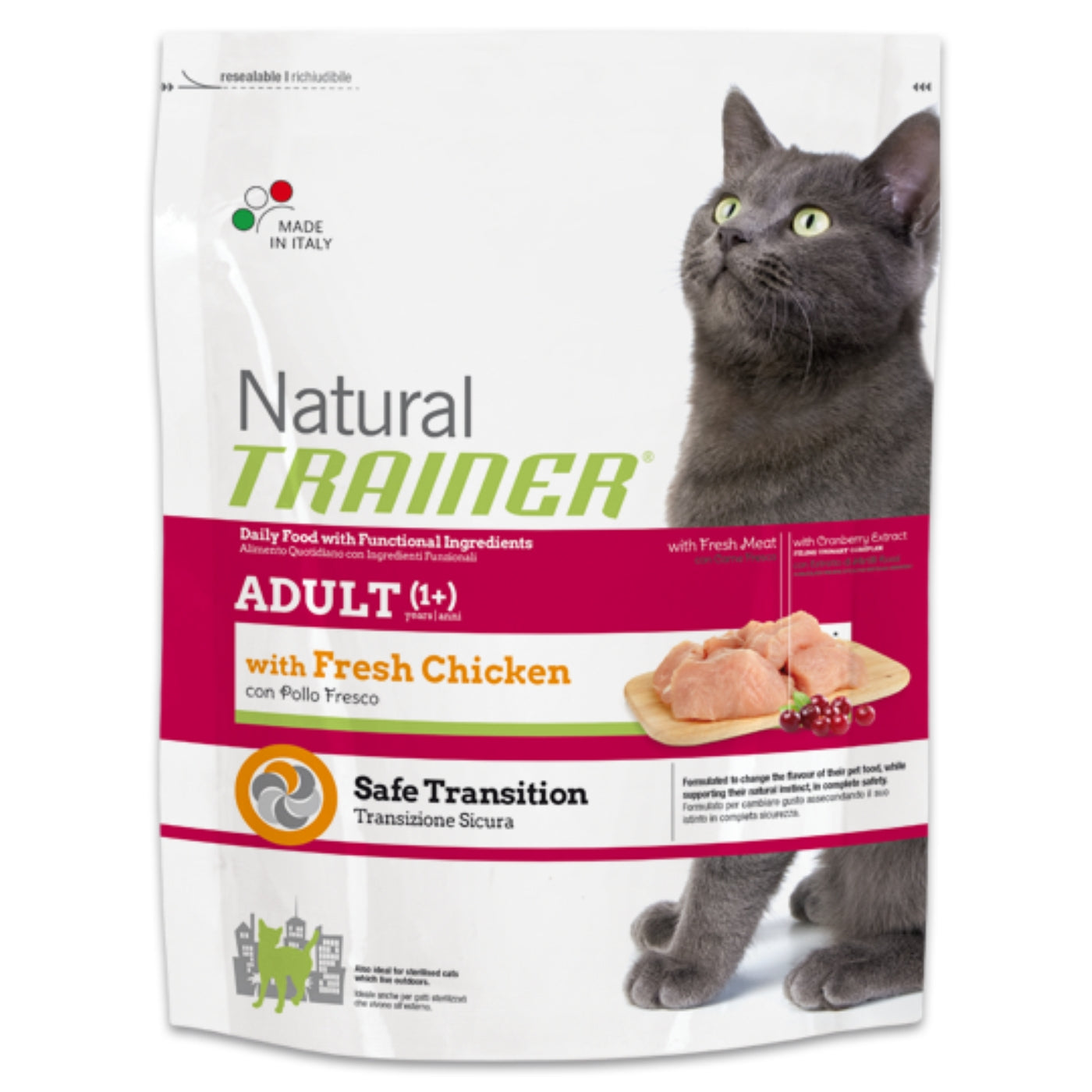 NATURAL TRAINER SACCO CROCCHETTE GATTO ADULTO NATURAL 300 GR POLLO FRESCO