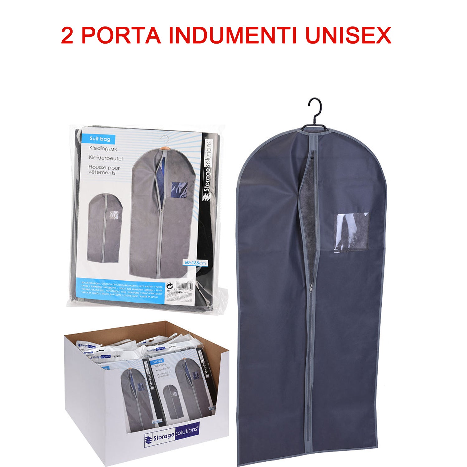 3 PORTA INDUMENTI UNISEX 60X100 cm