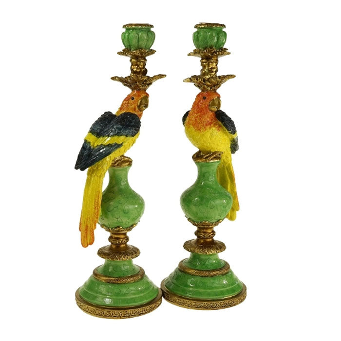 PORTACANDELA PAPPAGALLO IN POLIRESINA, 14X13X39.5CM, ASSORTITO