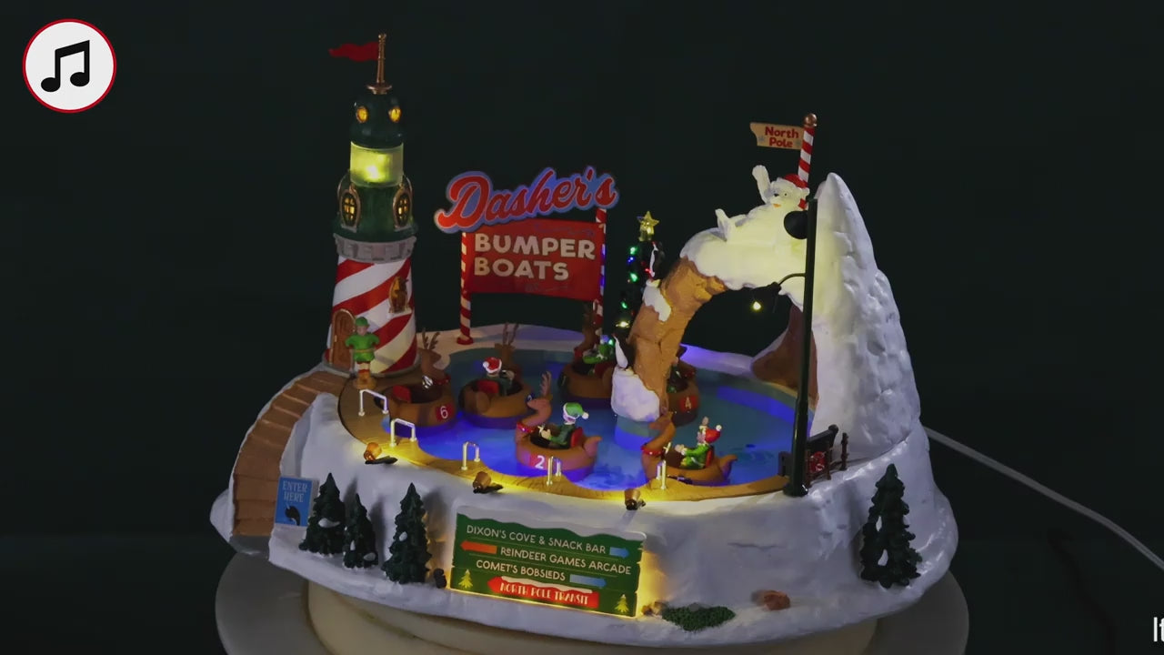 Video laden: Dasher's Bumper Boats - LEMAX COD. 64638 adattatore (4.5 V) incluso