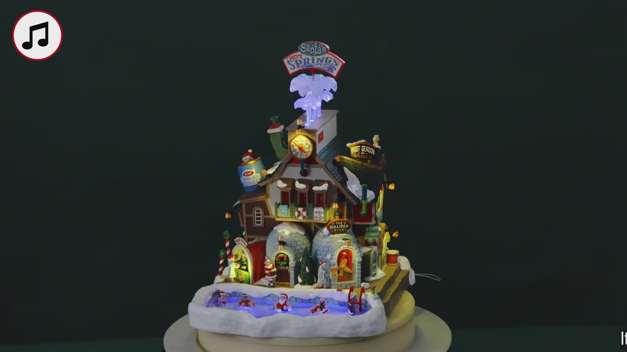 Carica video: Santa's Hot Springs Oasis - LEMAX COD. 65522 adattatore (4.5 V) incluso