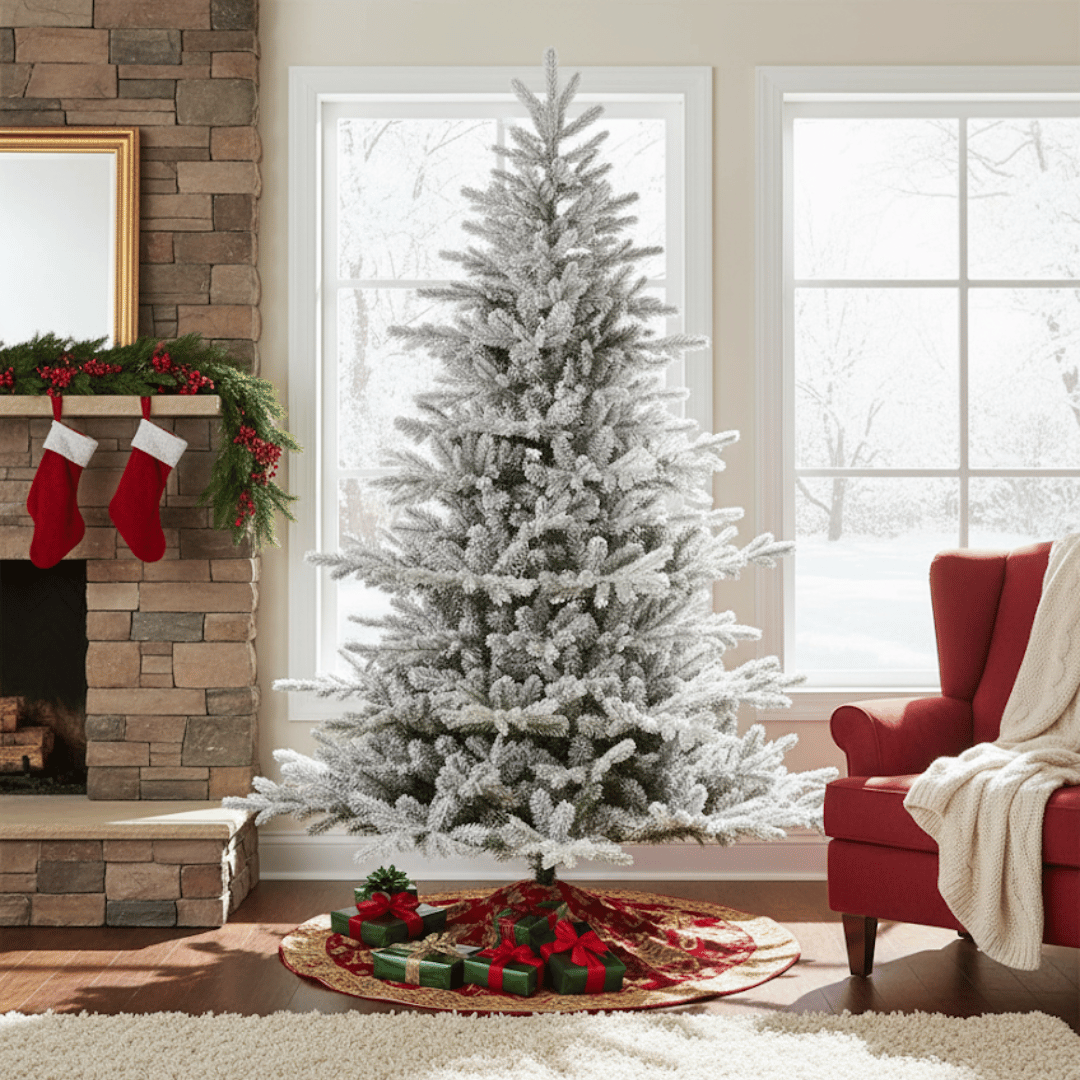 Albero di Natale Abete Maiorca floccato 210 cm Innevato