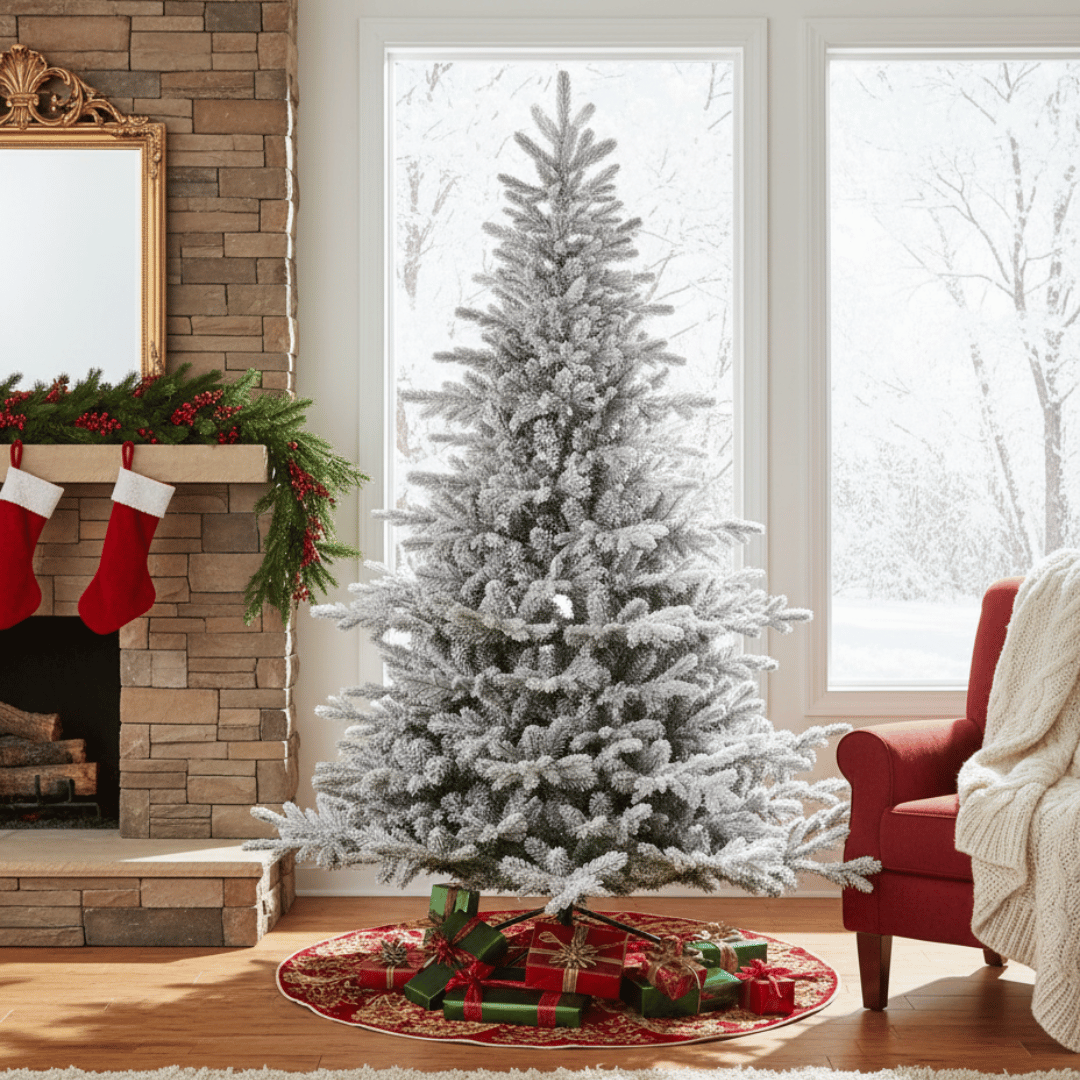 Albero di Natale Abete Maiorca floccato 180 cm Innevato