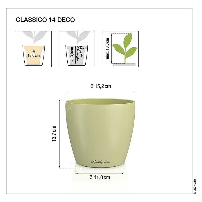 Vaso Classico "Deco 14" D15 H13.5CM Grigio Ardesia Opaco LECHUZA
